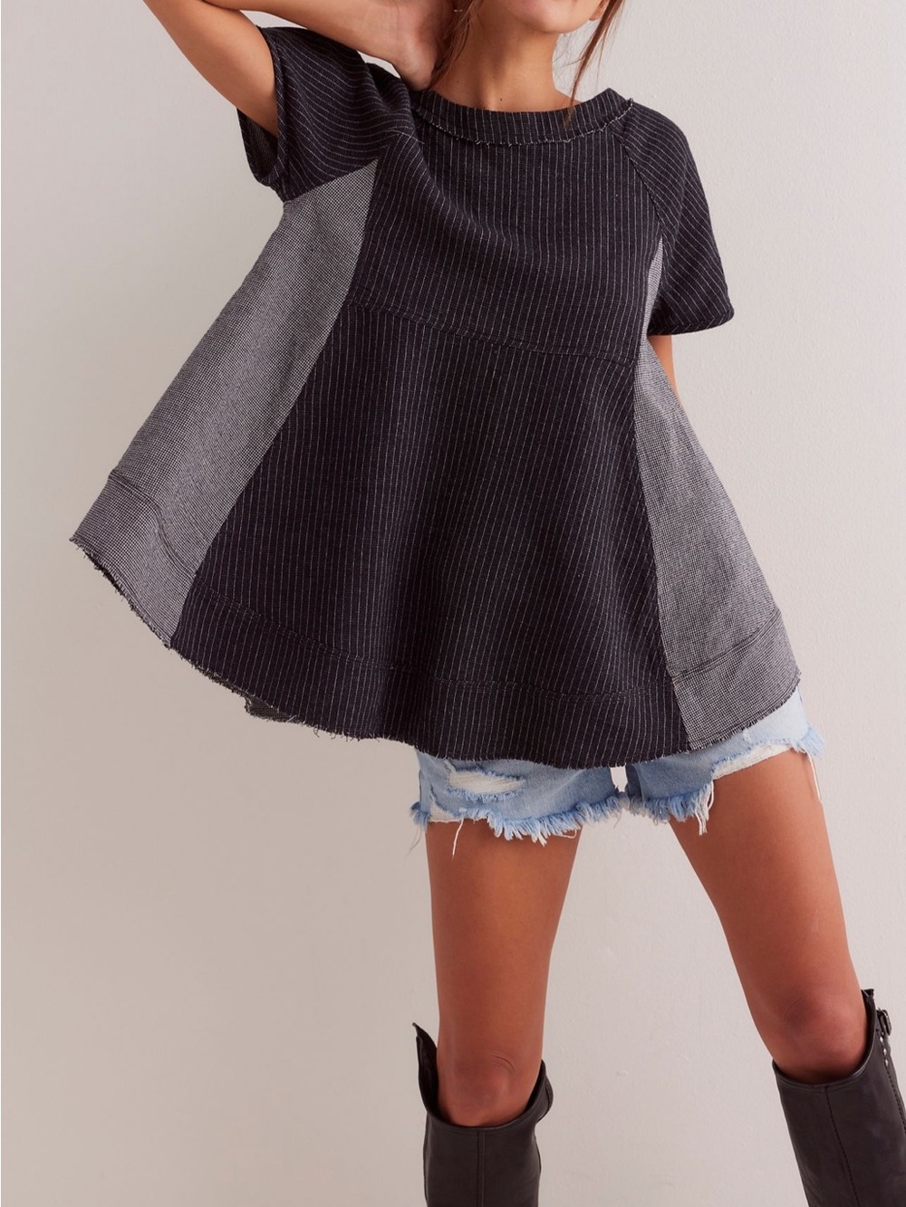Charcoal & Gray Colorblock A-Line Menswear Tunic